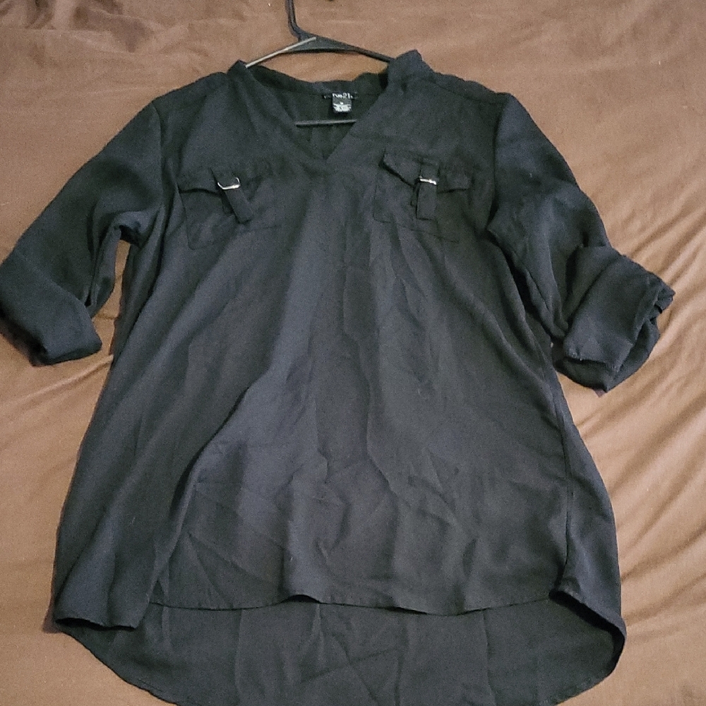 Black Long Sleeve Tunic Top